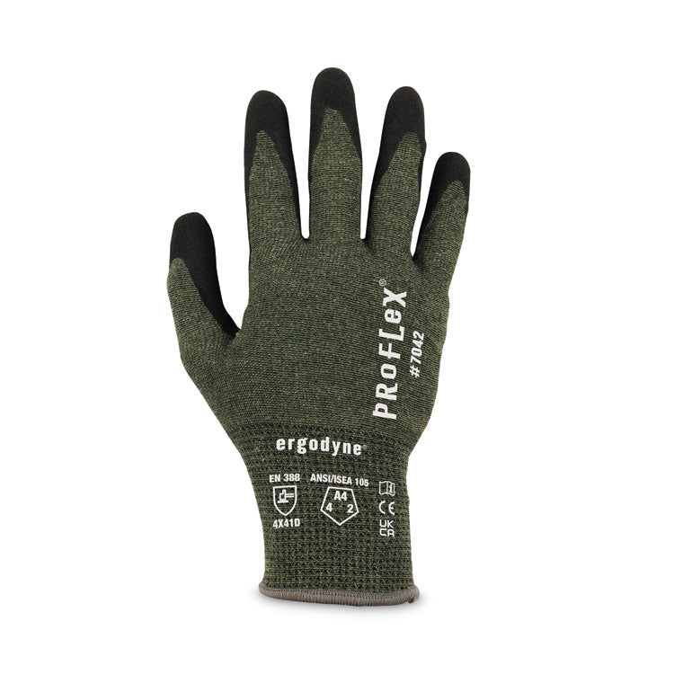 ergodyne® ProFlex 7042 ANSI A4 Nitrile-Coated CR Gloves, Green, Small, Pair, Ships in 1-3 Business Days (EGO10342) 1 Pair