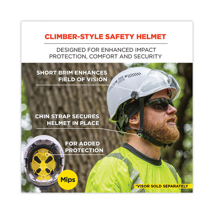 ergodyne® Skullerz 8975-MIPS Class C Safety Helmet with MIPS Elevate Ratchet Suspension, White, Ships in 1-3 Business Days (EGO60256) Each