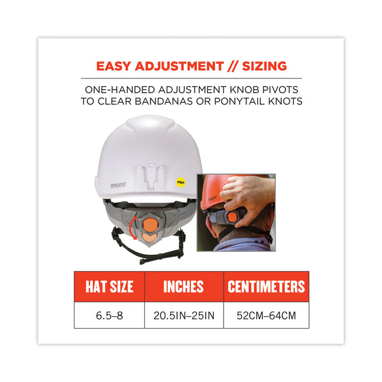 ergodyne® Skullerz 8975-MIPS Class C Safety Helmet with MIPS Elevate Ratchet Suspension, White, Ships in 1-3 Business Days (EGO60256) Each