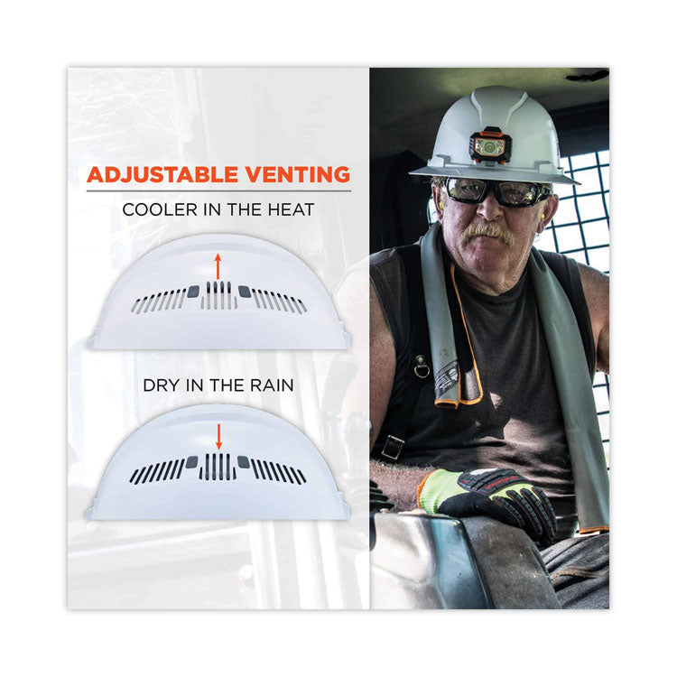 ergodyne® Skullerz 8973LED Class C Hard Hat Full Brim with LED Light, White, Ships in 1-3 Business Days (EGO60156) Each