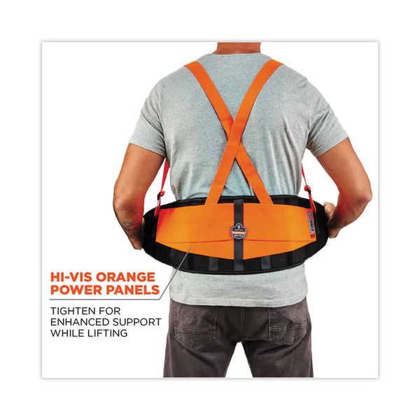 ergodyne® ProFlex 100HV Economy Hi-Vis Spandex Back Support Brace, Medium, 30" to 34" Waist, Black/Orange, Ships in 1-3 Business Days (EGO11883) Each