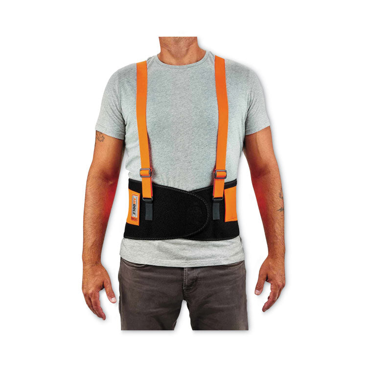ergodyne® ProFlex 100HV Economy Hi-Vis Spandex Back Support Brace, 3X-Large, 46" to 52" Waist, Black/Orange, Ships in 1-3 Business Days (EGO11887) Each