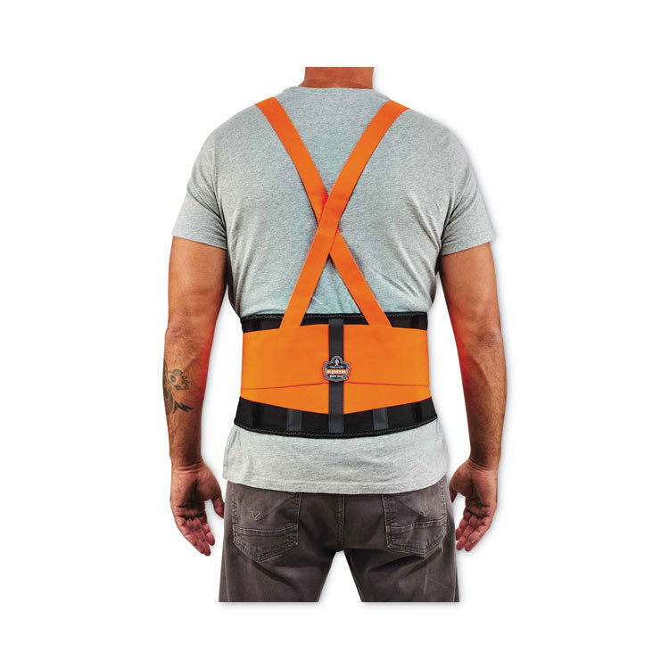 ergodyne® ProFlex 100HV Economy Hi-Vis Spandex Back Support Brace, X-Large, 38" to 42" Waist, Black/Orange, Ships in 1-3 Business Days (EGO11885) Each