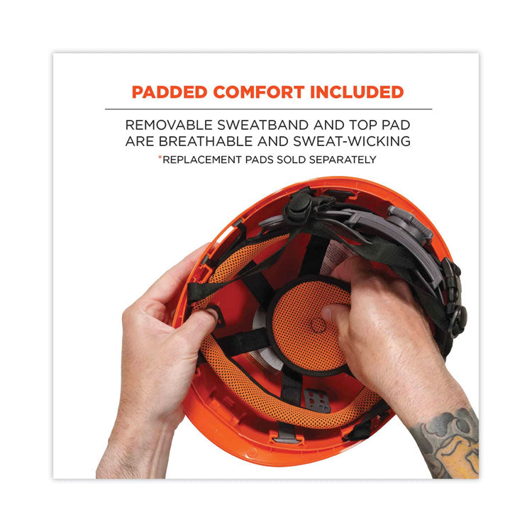 ergodyne® Skullerz 8975V Class C Safety Helmet w/8991 Visor Kit, Smoke Lens, 6-Pt Ratchet Suspension, Orange,Ships in 1-3 Business Days (EGO60222)