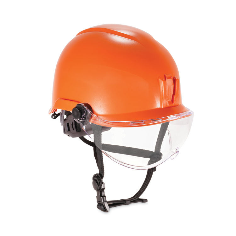 Skullerz 8974V Class E Safety Helmet w/8991 Visor Kit, Smoke Lens, 6-Pt Ratchet Suspension, Orange,Ships in 1-3 Business Days