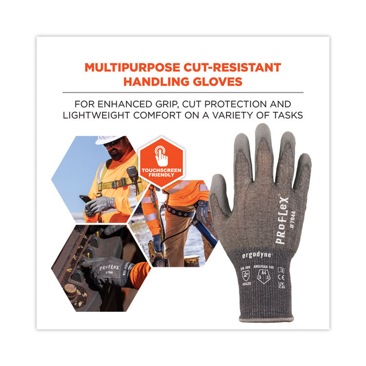 ergodyne® ProFlex 7044 ANSI A4 PU Coated CR Gloves, Gray, 2X-Large, Pair, Ships in 1-3 Business Days (EGO10496) 1 Pair