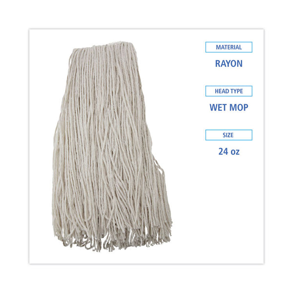 Boardwalk® Premium Cut-End Wet Mop Heads, Rayon, 24oz, White, 12/Carton (BWK224RCT) Case of 12