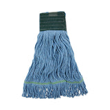 Boardwalk® Mop Head, Premium Standard Head, Cotton/Rayon Fiber, Medium, Blue, 12/Carton (BWK402BL)