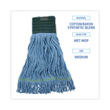 Boardwalk® Mop Head, Premium Standard Head, Cotton/Rayon Fiber, Medium, Blue, 12/Carton (BWK402BL)