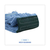 Boardwalk® Mop Head, Premium Standard Head, Cotton/Rayon Fiber, Medium, Blue, 12/Carton (BWK402BL)