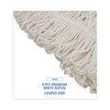 Boardwalk® Pro Loop Web/Tailband Wet Mop Head, Rayon, 24oz, White, 12/Carton (BWK424RCT)