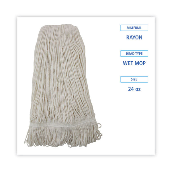 Boardwalk® Pro Loop Web/Tailband Wet Mop Head, Rayon, 24oz, White (BWK424REA) Each