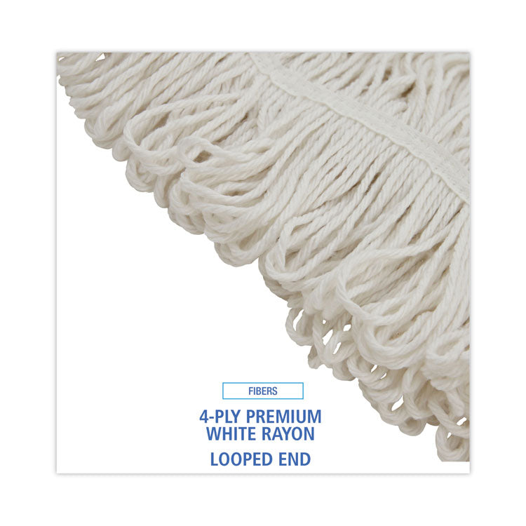 Boardwalk® Pro Loop Web/Tailband Wet Mop Head, Rayon, 24oz, White (BWK424REA)