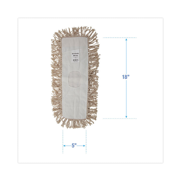 Boardwalk® Industrial Dust Mop Head, Hygrade Cotton, 18w x 5d, White (BWK1318)