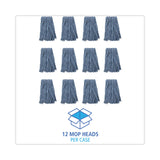 Boardwalk® Mop Head, Standard Head, Cotton/Synthetic Fiber, Cut-End, #16., Blue, 12/Carton (BWK2016B)