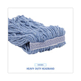 Boardwalk® Mop Head, Standard Head, Cotton/Synthetic Fiber, Cut-End, #20, Blue, 12/Carton (BWK2020B)