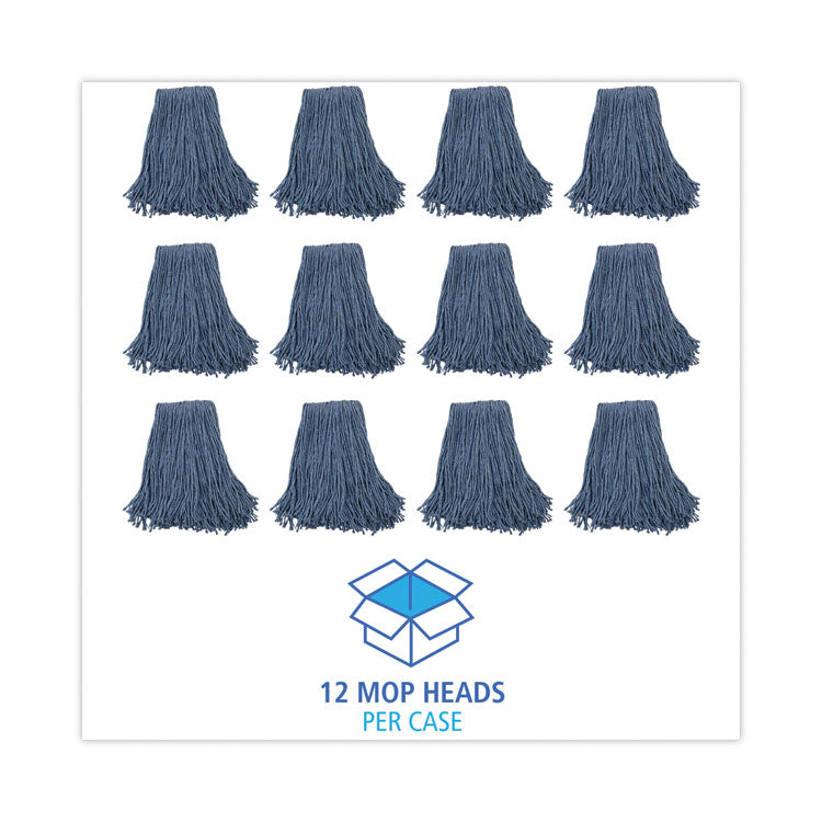 Boardwalk® Mop Head, Standard Head, Cotton/Synthetic Fiber, Cut-End, #20, Blue, 12/Carton (BWK2020B)