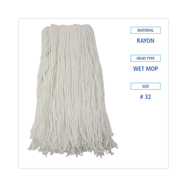 Boardwalk® Cut-End Wet Mop Head, Rayon, No. 32, White (BWK2032R)