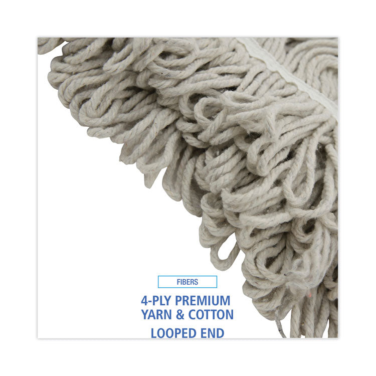 Boardwalk® Mop Head, Loop Web/Tailband, Value Standard, Cotton, No. 32, White, 12/Carton (BWK4032C) Case of 12