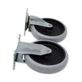 Rubbermaid® Commercial Replacement Plate Casters, (2) Rigid Mount Plate, (2) Swivel Mount Plate, 5" Soft Rubber Wheel, Gray, 4/Set (SGSFG9T66L10000) Each