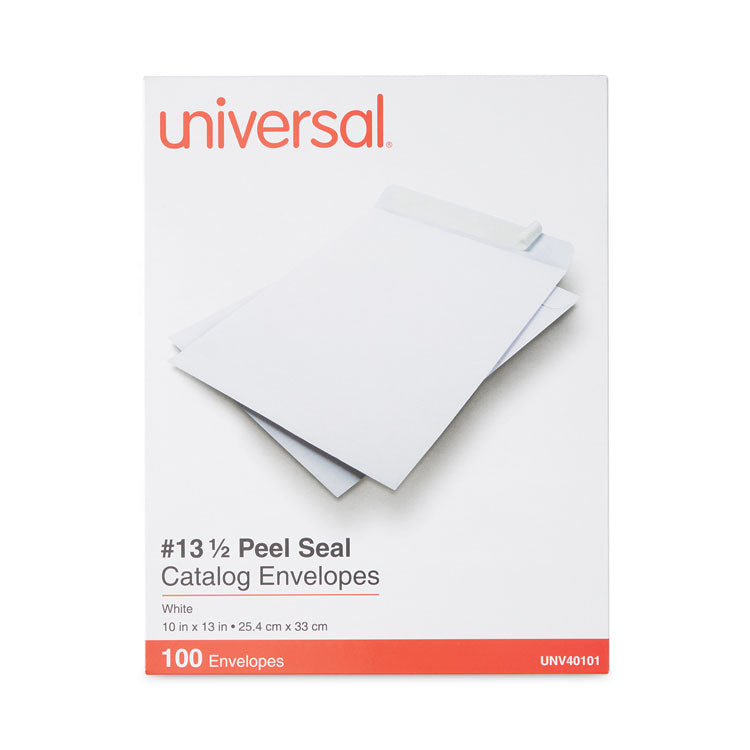 Universal® Peel Seal Strip Catalog Envelope, #13 1/2, Square Flap, Self-Adhesive Closure, 10 x 13, White, 100/Box (UNV40101) Box of 100