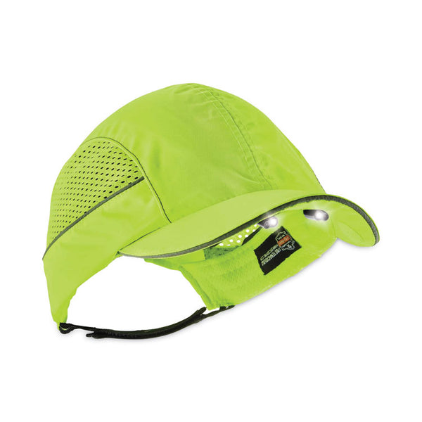 ergodyne® Skullerz 8960 Bump Cap with LED Lighting, Long Brim, Lime Green, Ships in 1-3 Business Days (EGO23379) Each