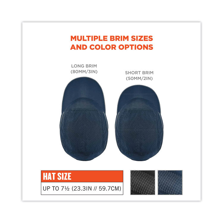 ergodyne® Skullerz 8965 Lightweight Bump Cap Hat with LED Lighting, Long Brim, Navy, Ships in 1-3 Business Days (EGO23339) Each