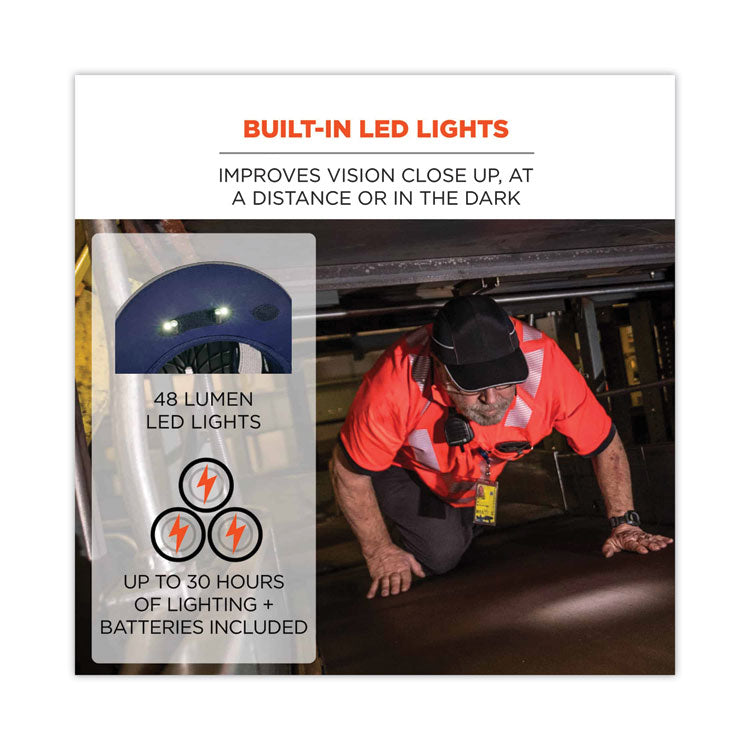 ergodyne® Skullerz 8960 Bump Cap with LED Lighting, Short Brim, Lime Green, Ships in 1-3 Business Days (EGO23377) Each