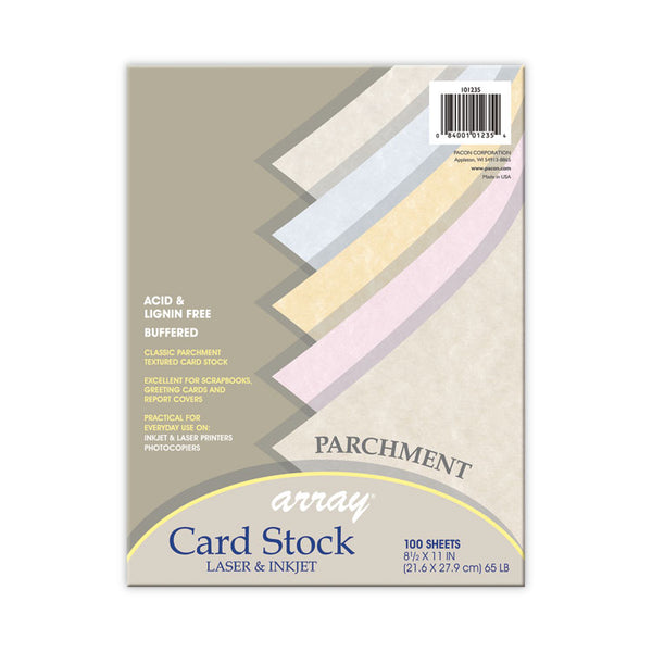 Pacon® Array Card Stock, 65 lb Cover Weight, 8.5 x 11, Assorted Parchment Colors, 100/Pack (PAC101235)