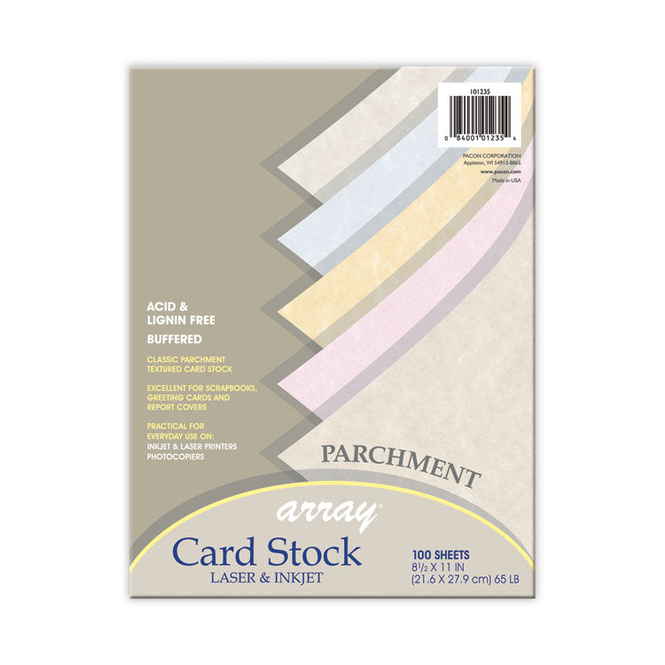 Pacon® Array Card Stock, 65 lb Cover Weight, 8.5 x 11, Assorted Parchment Colors, 100/Pack (PAC101235)