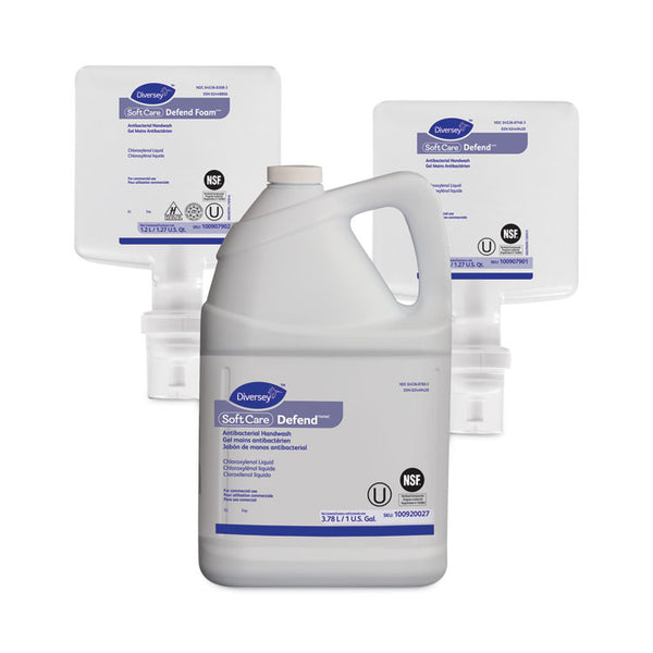 Diversey™ Soft Care Defend Handwash for IntelliCare Dispensers, Fragrance-Free, 1.2 L Refill, 6/Carton (DVO100907901)