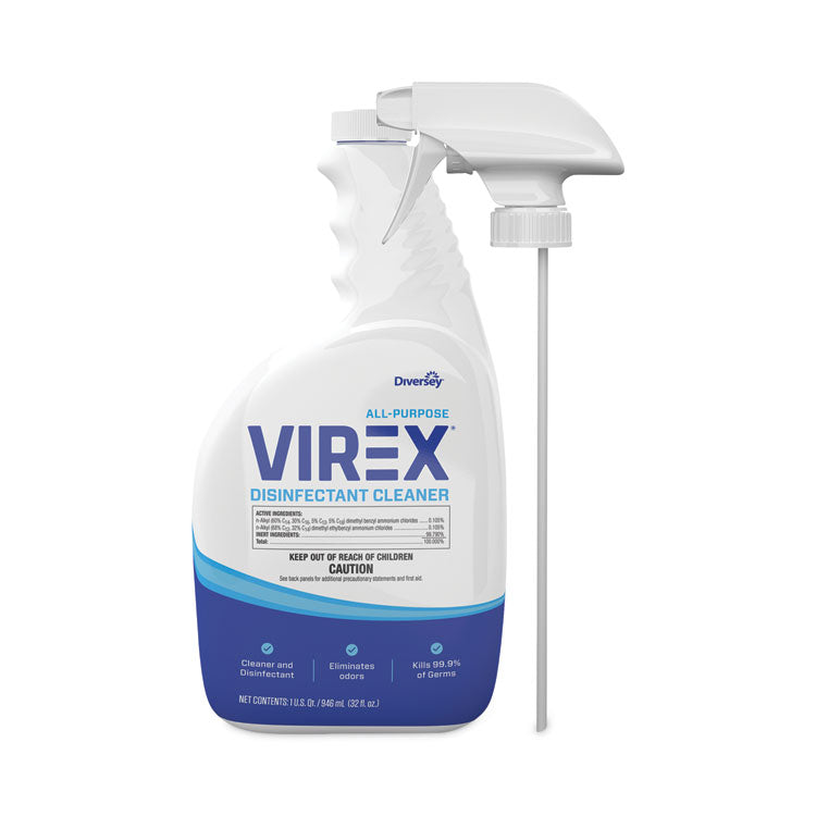 Diversey™ Virex All-Purpose Disinfectant Cleaner, Lemon Scent, 32 oz Spray Bottle, 4/Carton (DVOCBD540540) Case of 4