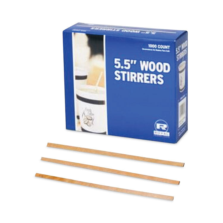 AmerCareRoyal® Wood Coffee Stirrers, 5.5", 1,000 Stirrers/Box (RPPR810BX) Box of 1000