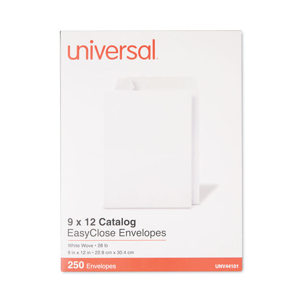 Universal® EasyClose Catalog Envelope, #10 1/2, Square Flap, Self-Adhesive Closure, 9 x 12, White, 250/Box (UNV44101)