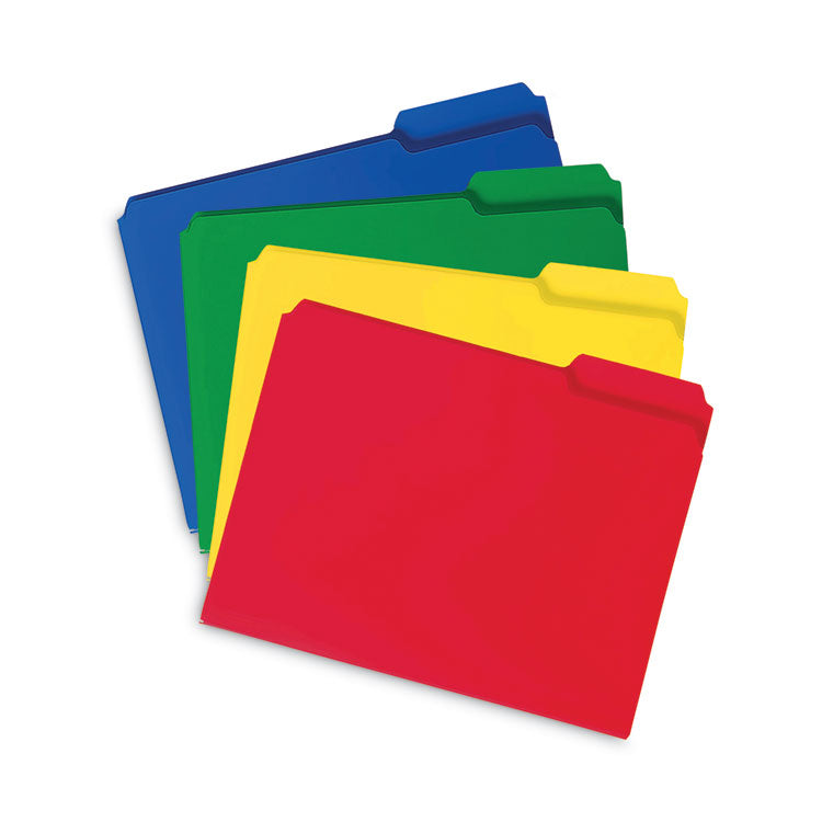 Smead™ Top Tab Poly Colored File Folders, 1/3-Cut Tabs: Assorted, Letter Size, 0.75" Expansion, Assorted Colors, 24/Box (SMD10500)
