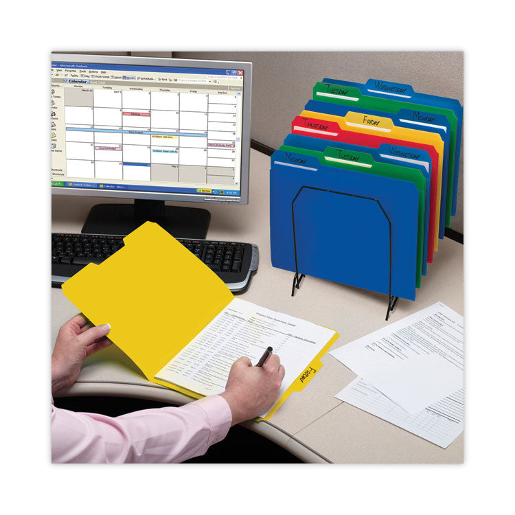 Smead™ Top Tab Poly Colored File Folders, 1/3-Cut Tabs: Assorted, Letter Size, 0.75" Expansion, Yellow, 24/Box (SMD10504)