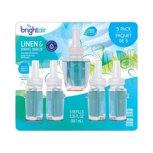 BRIGHT Air® Electric Scented Oil Air Freshener Refill, Linen and Spring Breeze, 0.67 oz Bottle, 5/Pack (BRI900669)