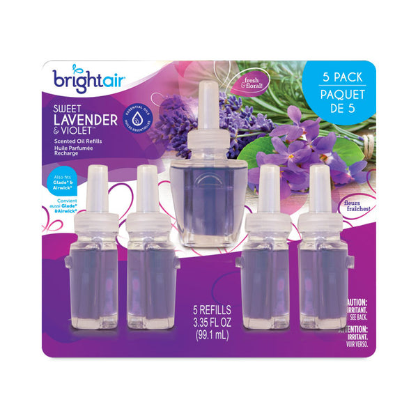 BRIGHT Air® Electric Scented Oil Air Freshener Refill, Sweet Lavender and Violet, 0.67 oz Bottle, 5/Pack (BRI900670) Pack of 5