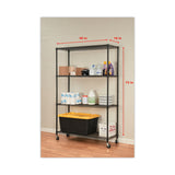 Alera® NSF Certified 4-Shelf Wire Shelving Kit with Casters, 48w x 18d x 72h, Black (ALESW604818BL) Each