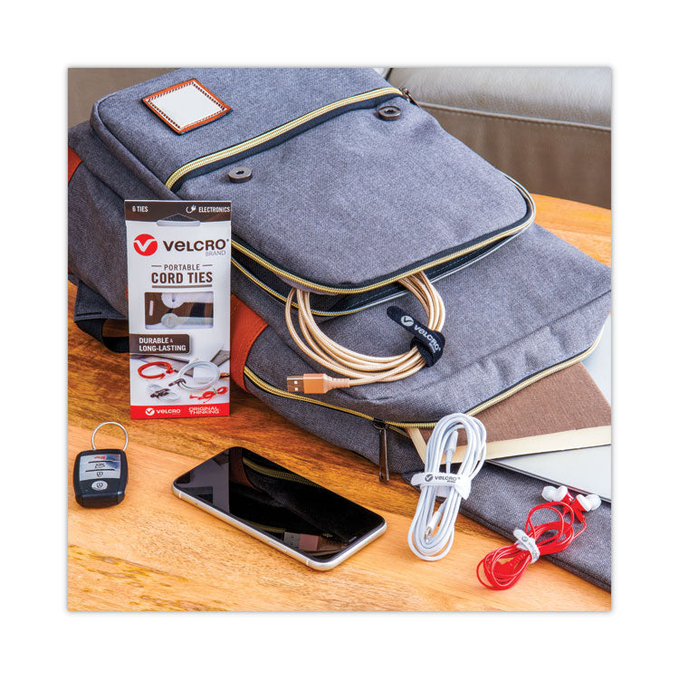 VELCRO® Brand Portable Cord Ties, (4) 3" x 0.25"/ (4) 5" x 0.38"/ (4) 7" x 0.5", Black/Gray/White, 12/Pack (VEK30816) Pack of 12