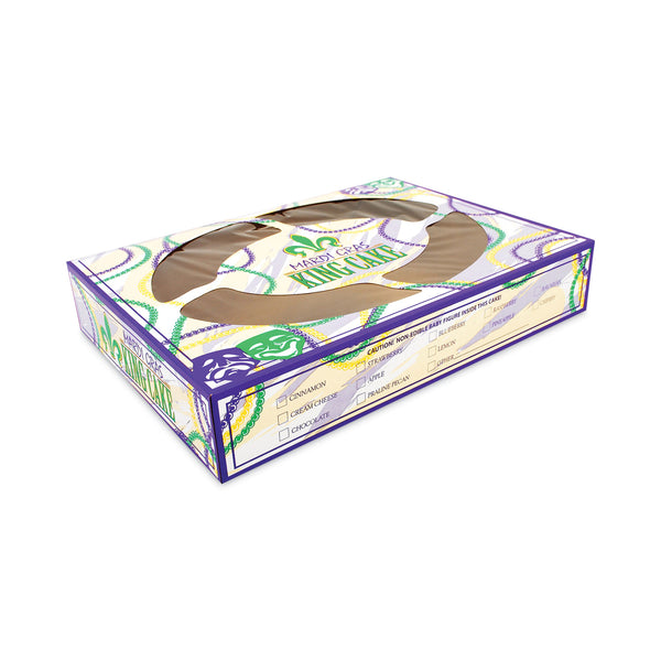 SCT® Mardi Gras King Cake Window Boxes, 19 x 14 x 3.5, Green/Purple/White, Paper, 50/Carton (SCH2488) Case of 50