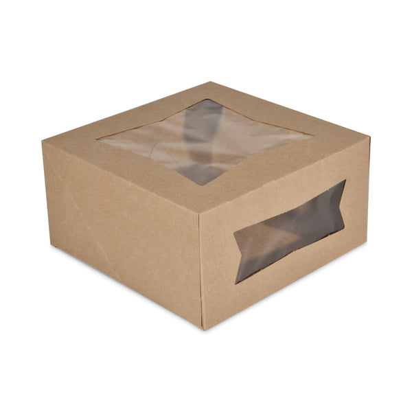 Kraft Window Bakery Boxes, 8 x 8 x 4, Brown, Paper, 150/Carton (SCH24053K) Case of 150