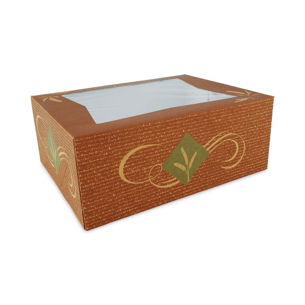 Hearthstone Window Bakery Boxes with Attached Flip Top, 4-Corner Beers Design 14 x 10 x 4, Brown, Paper, 100/Carton (SCH24266) Case of 100