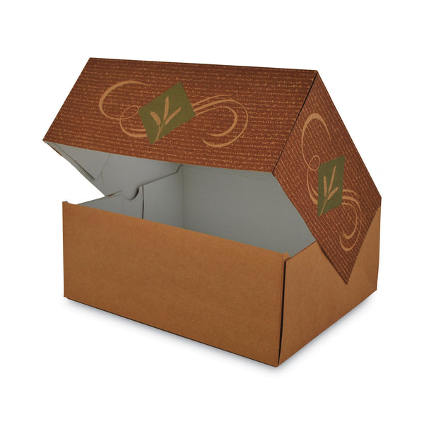 Hearthstone Window Bakery Boxes with Attached Flip Top, 4-Corner Beers Design 14 x 10 x 4, Brown, Paper, 100/Carton (SCH24266) Case of 100