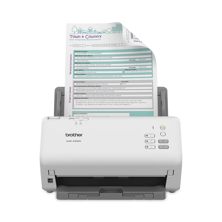 Brother ADS-4300N Professional Desktop Scanner, 600 dpi Optical Resolution, 80-Sheet Auto Document Feeder (BRTADS4300N)