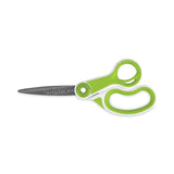 Westcott® CarboTitanium Bonded Scissors, 8" Long, 3.25" Cut Length, White/Green Bent Handle (ACM17444) Each