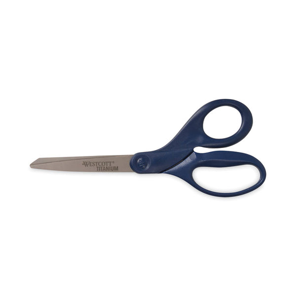 Westcott® Titanium Bonded Scissors, 8" Long, 3.5" Cut Length, Navy Straight Handle (ACM17509) Each