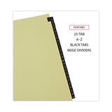 Universal® Deluxe Preprinted Simulated Leather Tab Dividers with Gold Printing, 25-Tab, A to Z, 11 x 8.5, Buff, 1 Set (UNV20821)