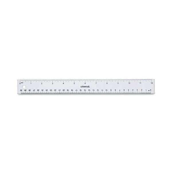 Universal® Clear Plastic Ruler, Standard/Metric, 12" Long, Clear (UNV59022)