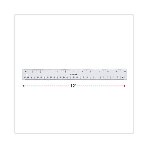 Universal® Clear Plastic Ruler, Standard/Metric, 12" Long, Clear (UNV59022)